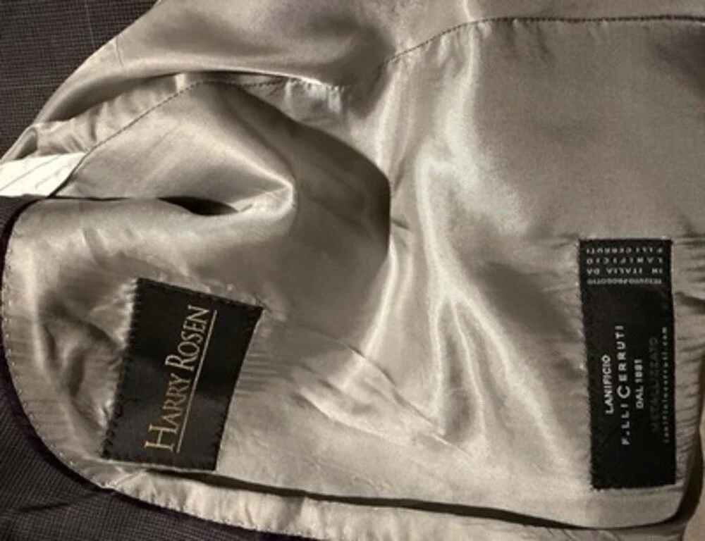 Harry Rosen Baumler Men's Suit 2 Piece Gray Lanificio Metalizzato